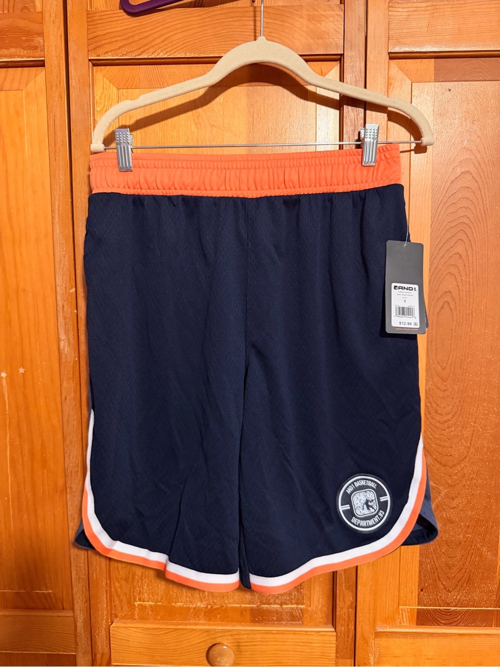 And1 Navy Shorts with Orange Waistband